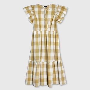 Who What Wear Plaid Bell Short Sleeve Dress